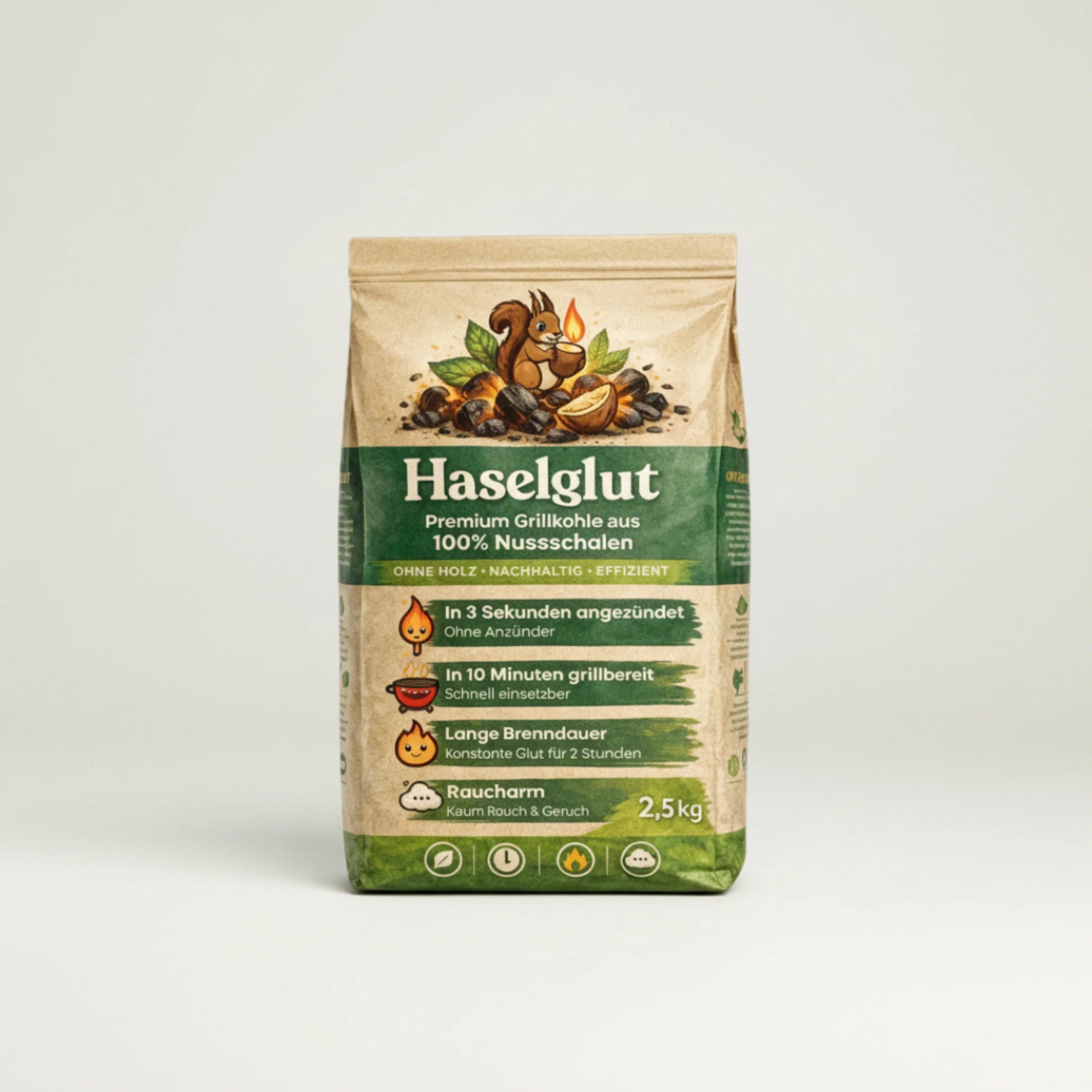 Haselglut Grillkohle aus Nusschalen