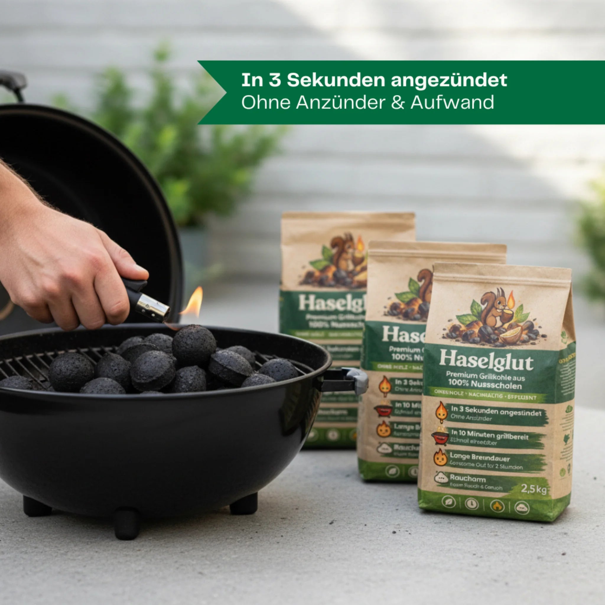 Haselglut Grillkohle aus Nusschalen