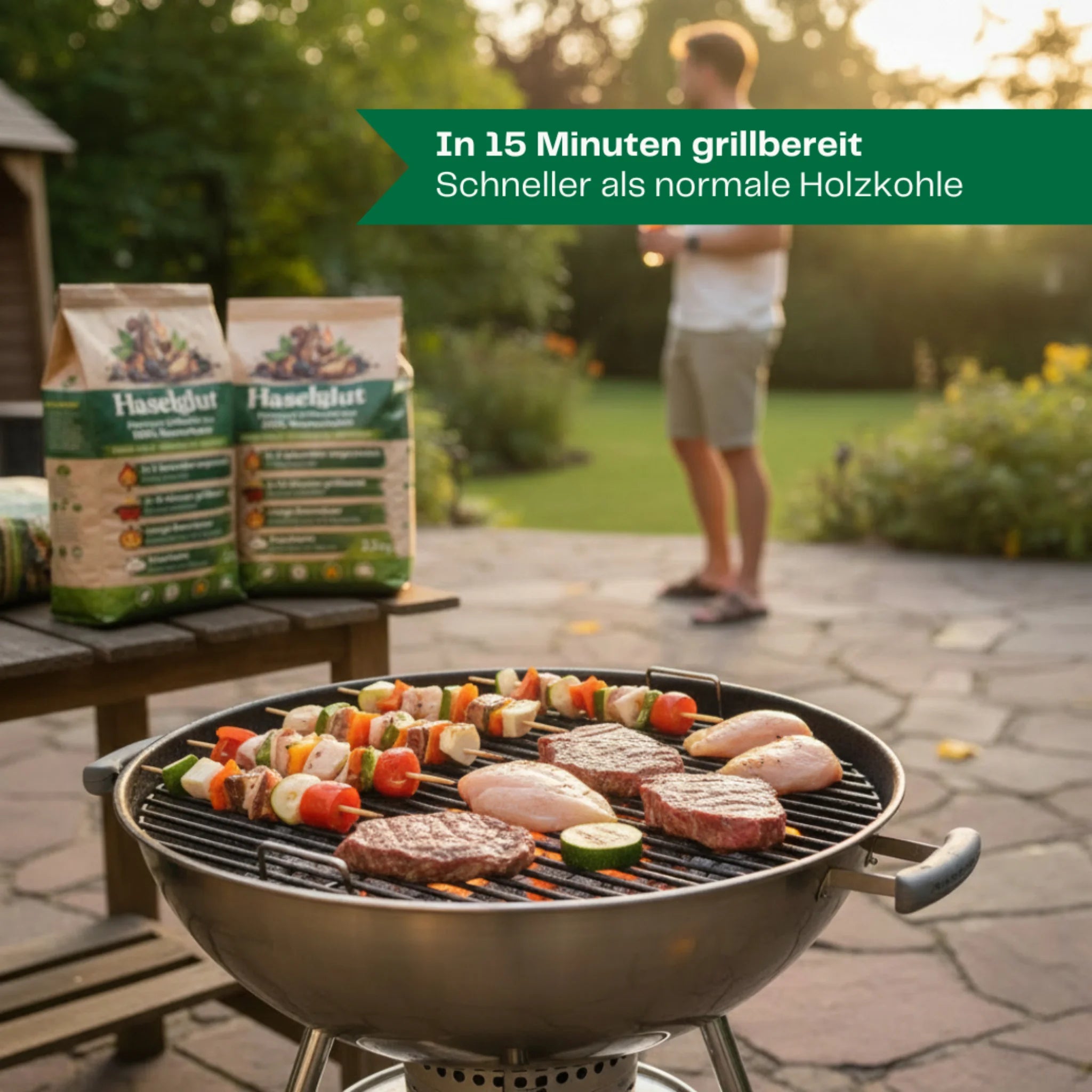 Haselglut Grillkohle aus Nusschalen